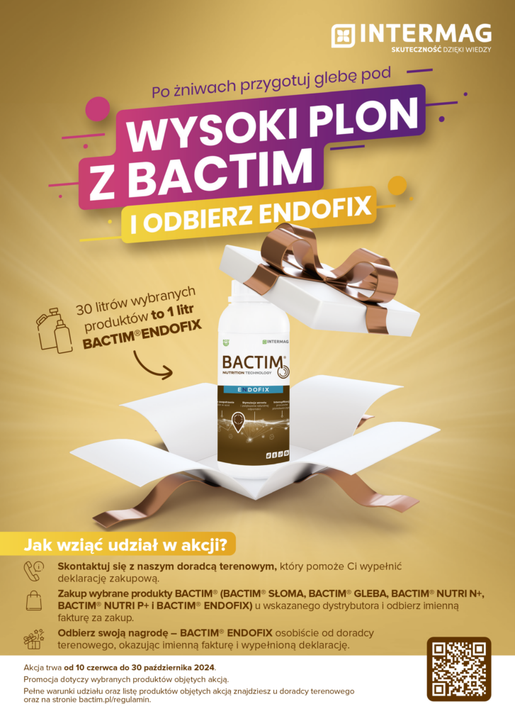 po żniwach przygotuj glebę pod wysoki plon z bactim. za zakup produktów z serii bactim można do 30 października otrzymać 1 L bactim endofix gratis